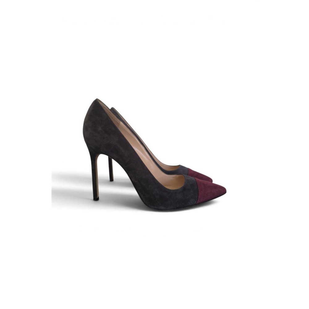 Manolo Blahnik Bipunta Suede Ponted Toe Stiletto Heels Pumps sz 38 Us 7.5 - 8